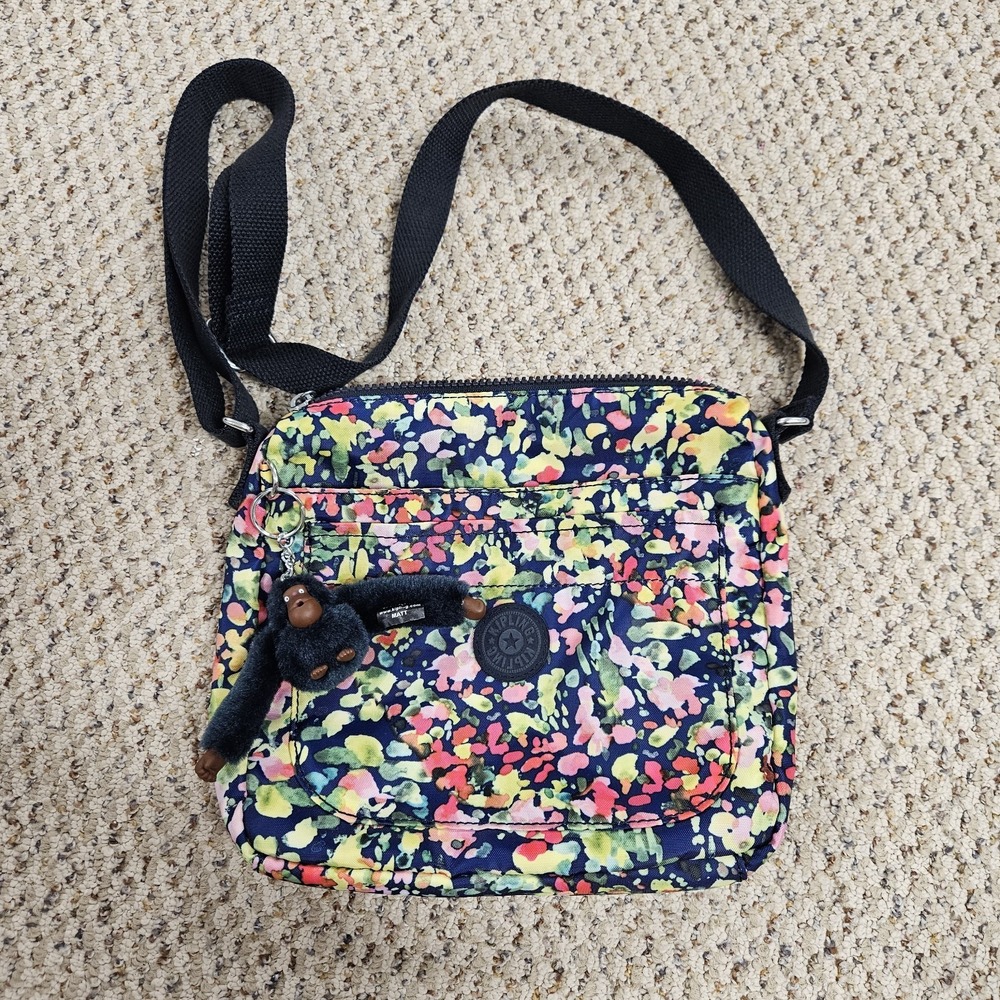 Kipling Crossbody Bright Bag Adjustable Strap With Monkey Charm